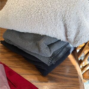 Cozy Fleece Blanket Set in Cream, Gray, and Black set of 4